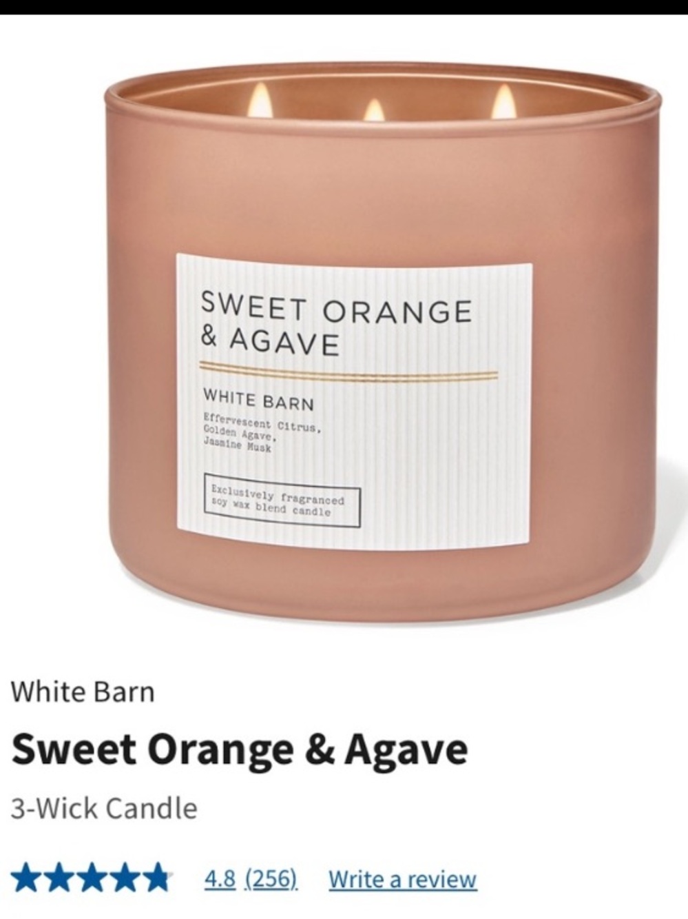 2/$34 “SWEET ORANGE & AGAVE” 3-Wick Candle by B&BW, 14.5 oz / 411 g, NWT